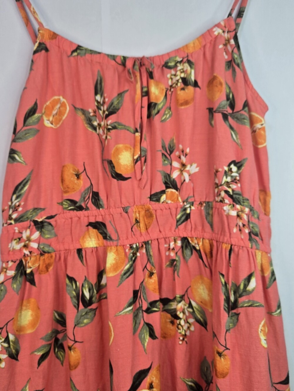 LOFT Size M Orange Citrus Print Spaghetti Strap Sundress - Picture 11 of 11